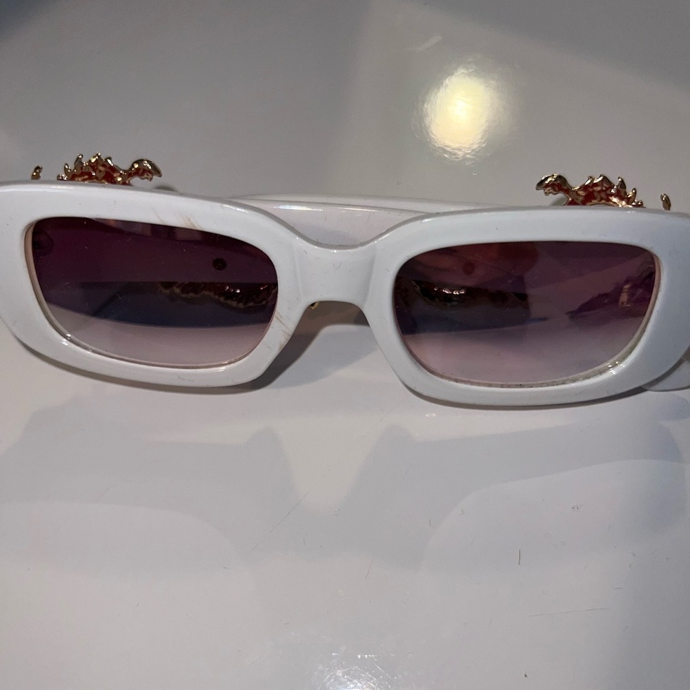 SHEIN White w/ Gold Dragons Sunglasses